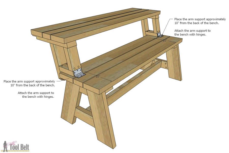 Kreg Tool Innovative Solutions For, Wooden Bench That Converts To Picnic Table Plans