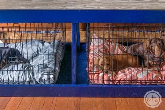 DIY Dog Kennel Cover with an Antique Door
