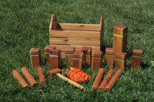 Kubb Set with Carrying Case and Integrated Mallet