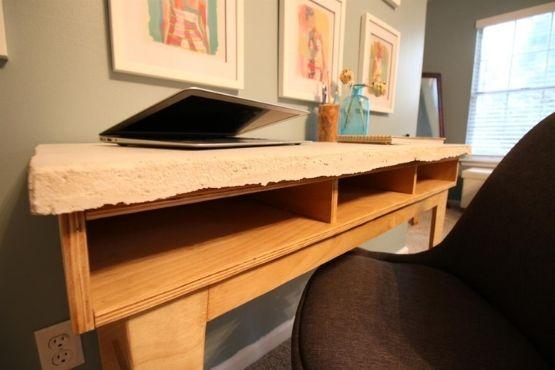 Plywood and Concrete Desk