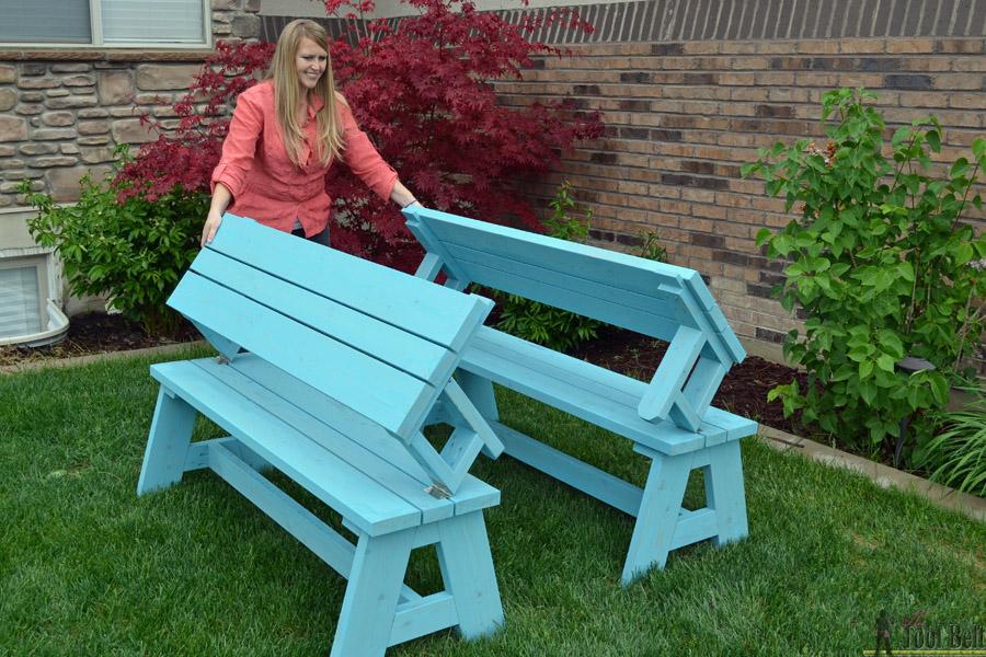 Convertible Garden Bench To Picnic, Picnic Table Bench Convertible