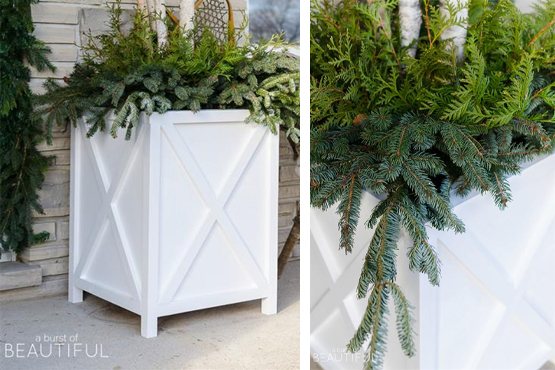 Two Large Outdoor Farmhouse X-Style Planters