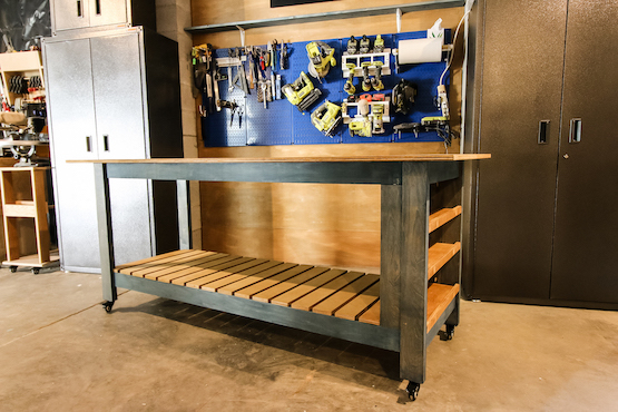 Mobile Plywood Workbench with Storage