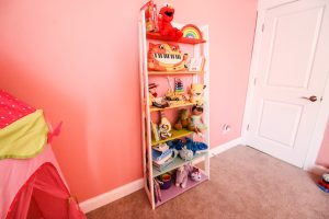 DIY Angled Ladder Toy Shelf