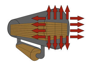 Illustration of pressure-treated lumber is placed into a sealed tank during the treating process