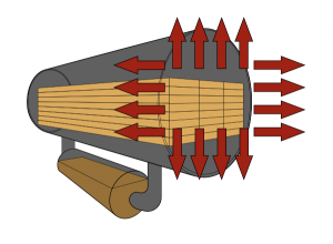 Illustration of excess liquid being removed at the end of the treating process