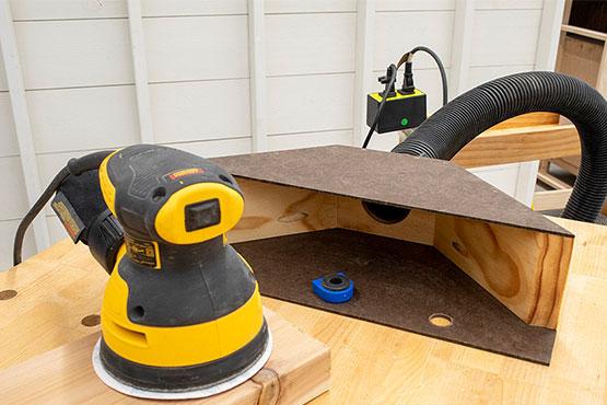 DIY sanding dust collection attachment with sander