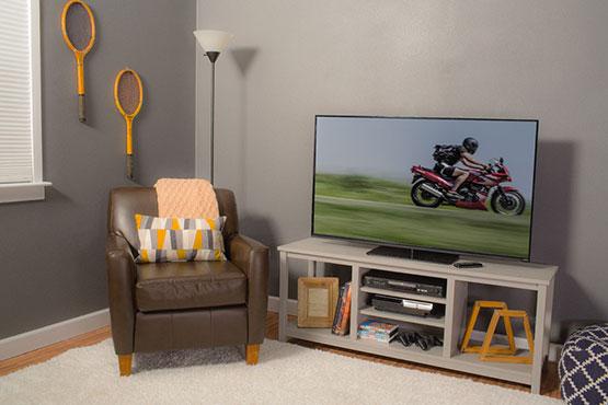 DIY TV stand in family room