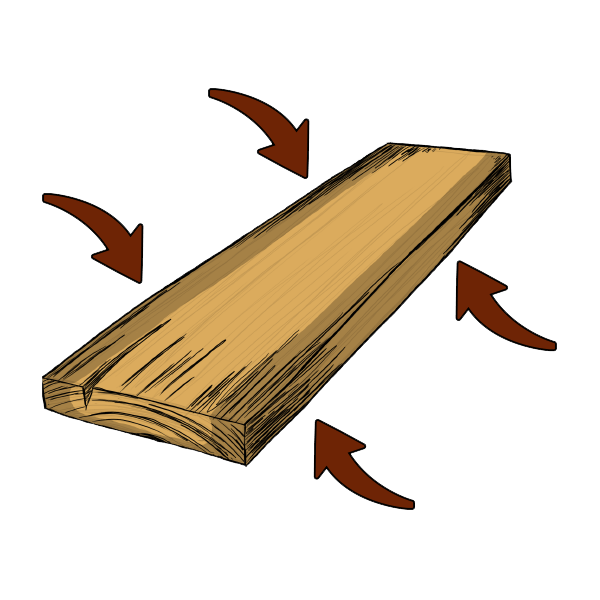 Illustration of how chemicals pressure-treat wood for resistance to elements
