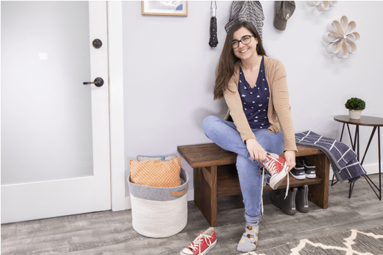 Entryway Bench with Shoe Rack