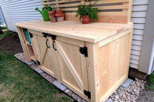 Potting Bench with Hidden Garbage Enclosure
