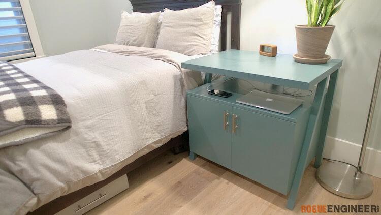 DIY Large Nightstand Plans with Charging Shelf - Rogue Engineer - 4