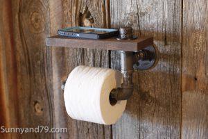 Rustic Scrap Wood and Pipe Toilet Paper Holder