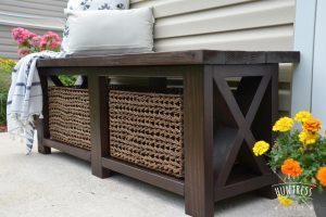 DIY Rustic X Bench With Shelf