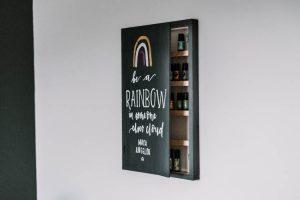 DIY Wooden Sign + Hidden Essential Oils Shelves