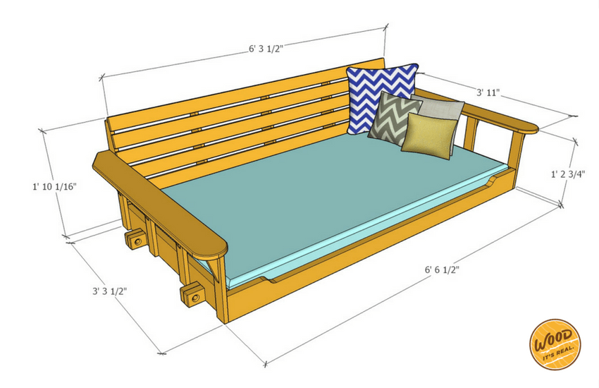 Porch bed swing with dims