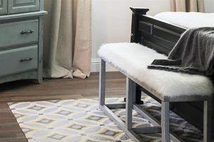 Upholstered Bench with Faux Metal Frame