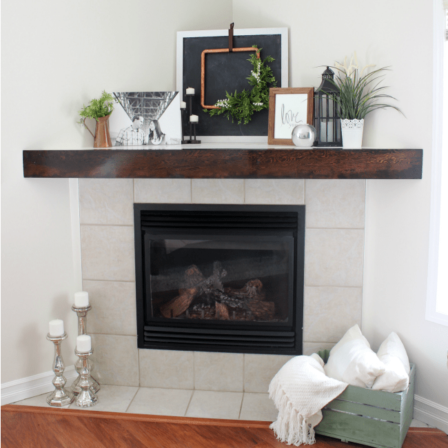 diy wooden mantle
