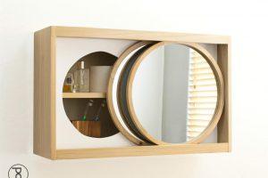 Rolling Mirror Bathroom Wall Cabinet