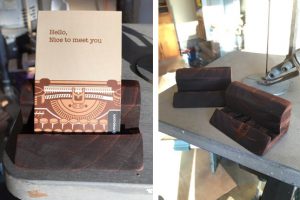Scrap wood business card holder