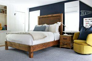 wood and leather bed
