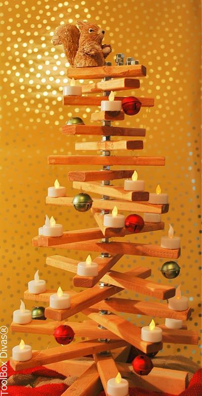 wooden nuts and bolts christmas tree