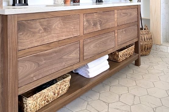 Custom Walnut Double Sink Vanity (72″)