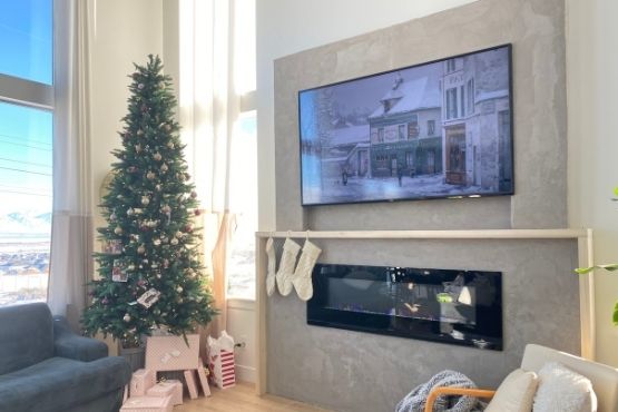 DIY Faux Concrete Fireplace