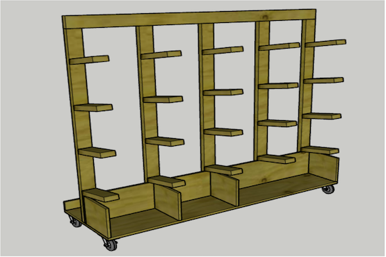 Rolling Vertical Scrap Wood Storage
