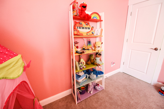 DIY Angled Ladder Toy Shelf