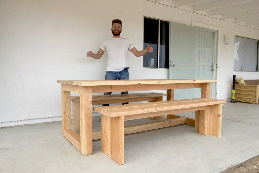 Outdoor Dining Table with Matching Benches