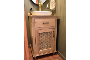 Small Bathroom Vanity: Cane Cabinet