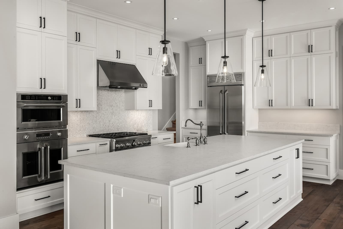 white kitchen with black hardware
