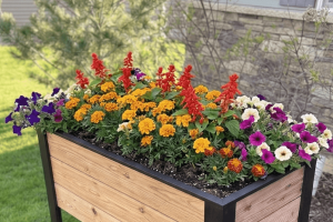 Easy DIY Raised Planter Box With Shelf